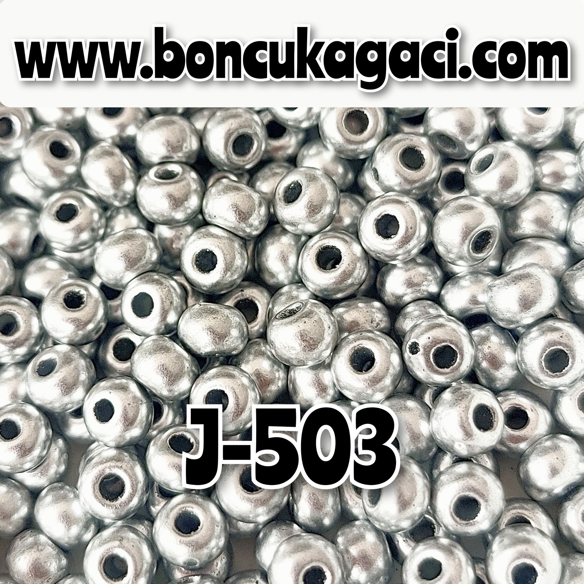 J-503 Fırınlanmış Parlak Gümüş - Metal Renk  Preciosa Jabloneks Kum Boncuk 6/0 (4mm)
