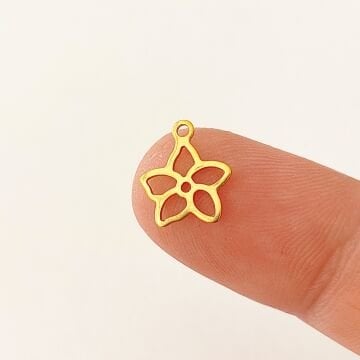 ÇLS-71 A Kalite Kaplama Altın Renk 316L Cerrahi Çelik Çiçek Pul Sallantı