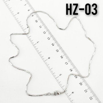 HZ-03 İnce Çubuk ve Toplu Kolye Zinciri Gerçek Rodyum Kaplama