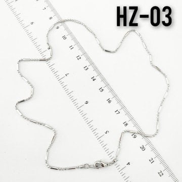 HZ-03 İnce Çubuk ve Toplu Kolye Zinciri Gerçek Rodyum Kaplama