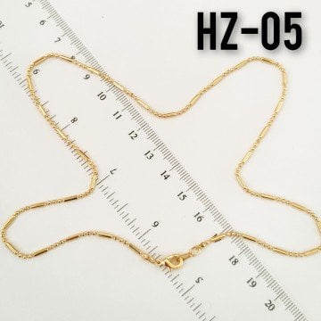 HZ-05 İnce Çubuk ve Toplu Kolye Zinciri Gerçek Altın Kaplama