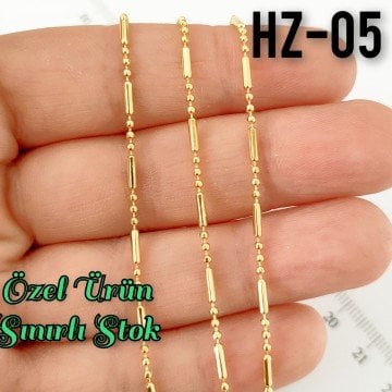 HZ-05 İnce Çubuk ve Toplu Kolye Zinciri Gerçek Altın Kaplama