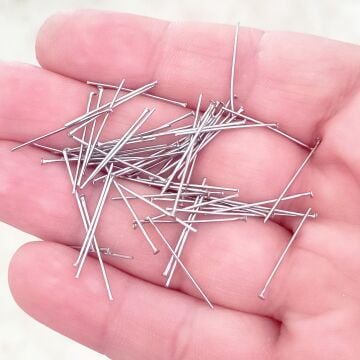 ÇLA-88 A Kalite Gümüş Renk 316L Cerrahi Çelik Düz Başlı Takı Çivisi 20 mm