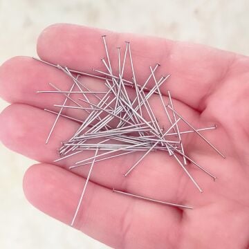 ÇLA-90 A Kalite Gümüş Renk 316L Cerrahi Çelik Düz Başlı Takı Çivisi 25 mm