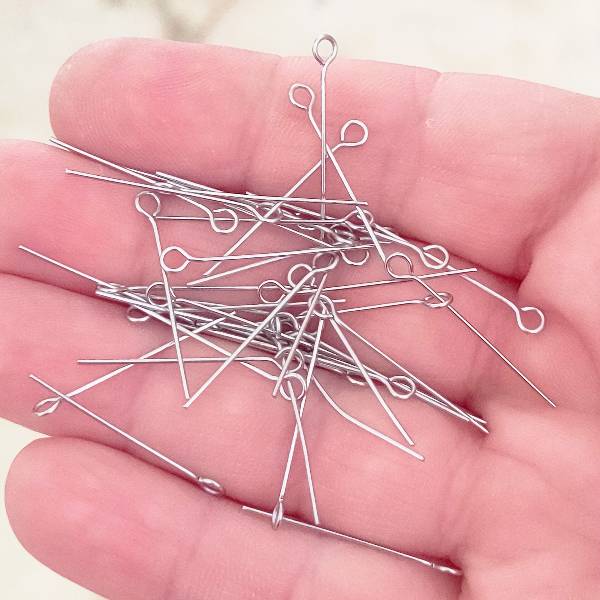 ÇLA-91 A Kalite Gümüş Renk 316L Cerrahi Çelik Halkalı Takı Çivisi 25 mm