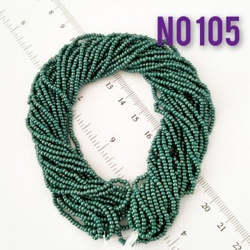 No: 105 Sedefli Koyu Yeşil Preciosa Dizi Kum Boncuk 11/0