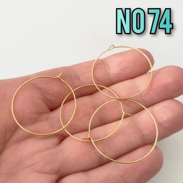 No : 74 24 Ayar Altın Kaplama Küpe Halkası 30 mm