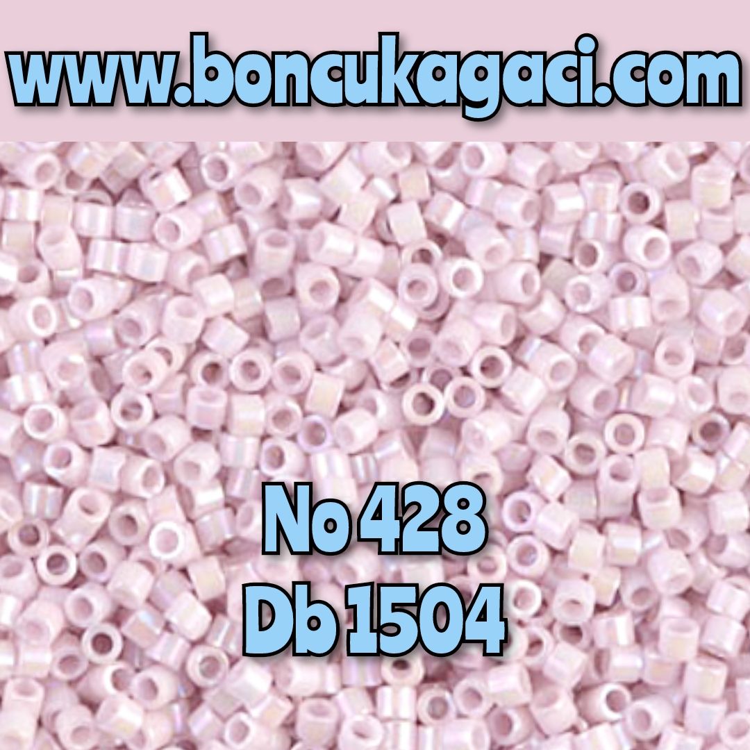 NO:428 Miyuki Delica , Miyuki Boncuk 11/0 DB1504 Opak Açık Gül Kurusu Pembe