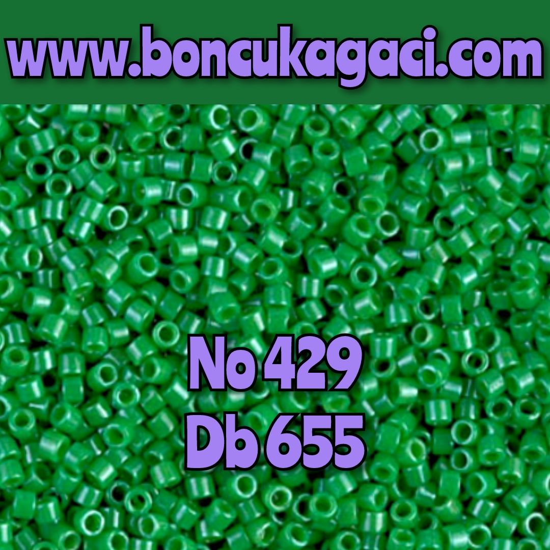 NO:429 Miyuki Delica , Miyuki Boncuk 11/0 DB655 Opak Boyalı Canlı Yeşil