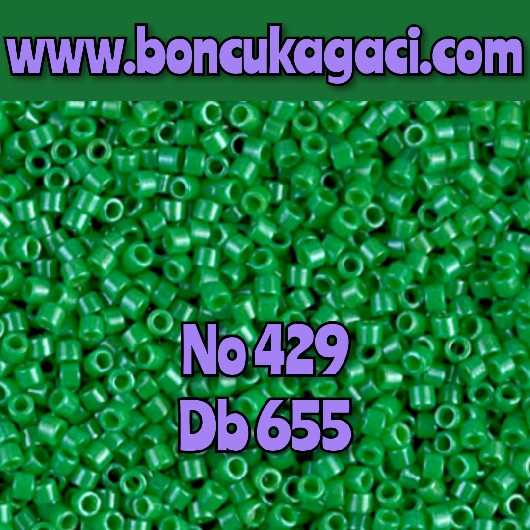 NO:429 Miyuki Delica , Miyuki Boncuk 11/0 DB655 Opak Boyalı Canlı Yeşil