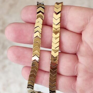 DT-295 Çavuş Hematit Çelik Gold Renk (Koyu Altın) Doğaltaş 6 x 3 mm