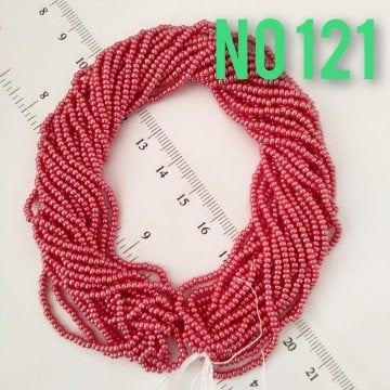 No: 121 Sedefli Mercan Kırmızı Preciosa Dizi Kum Boncuk 11/0