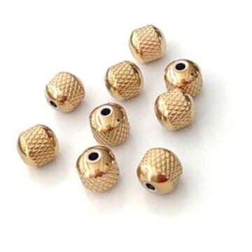 ÇLB-25 A Kalite Kaplama Altın Renk 316L Çelik Çizgili Boncuk 8 mm