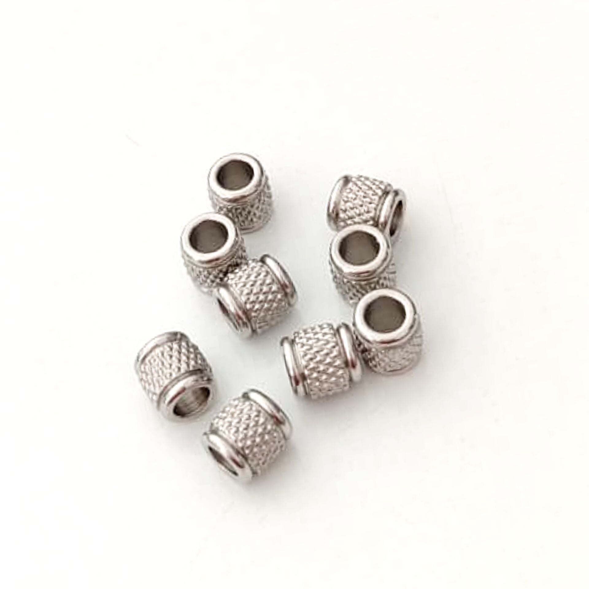 ÇLB-26 A Kalite Gümüş Renk 316L Çelik Geniş Delik Boncuk 6 mm