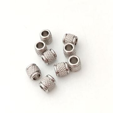 ÇLB-26 A Kalite Gümüş Renk 316L Çelik Geniş Delik Boncuk 6 mm