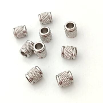 ÇLB-27 A Kalite Gümüş Renk 316L Çelik Geniş Delik Boncuk 7 mm