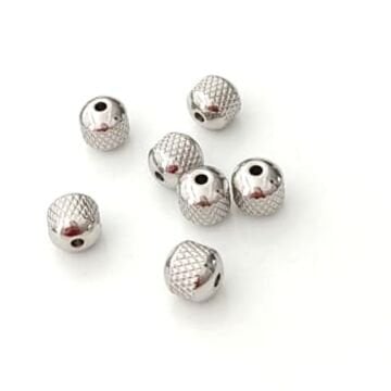 ÇLB-29 A Kalite Gümüş Renk 316L Çelik Çizgili Boncuk 8 mm