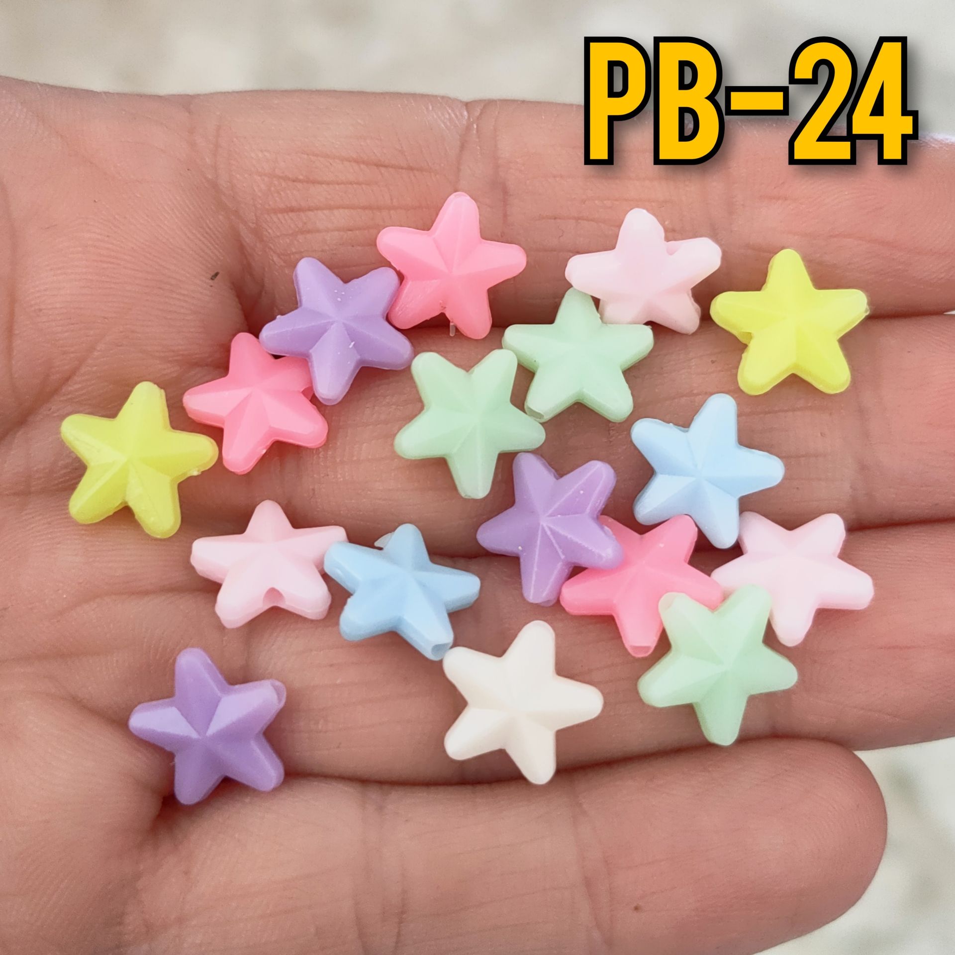 Pb-24 Soft Renk Küçük Yıldız Plastik Boncuk 11 mm