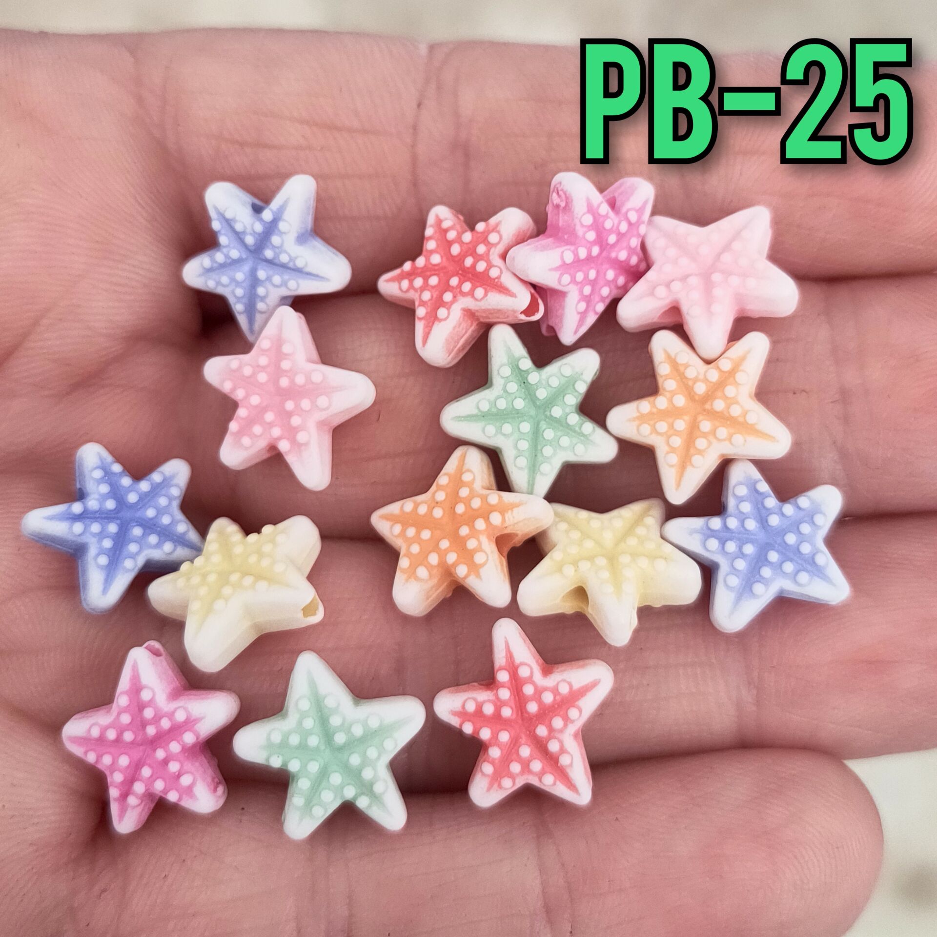 Pb-25 Soft Renk Küçük Yıldız Plastik Boncuk 11 mm