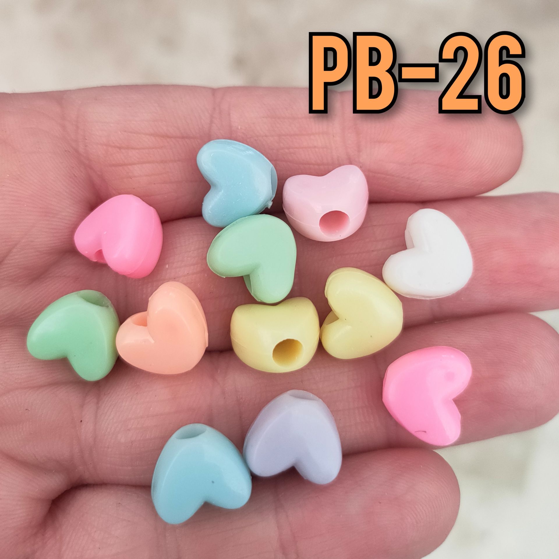 Pb-26 Soft Renk Kalp Plastik Boncuk 11*10 mm