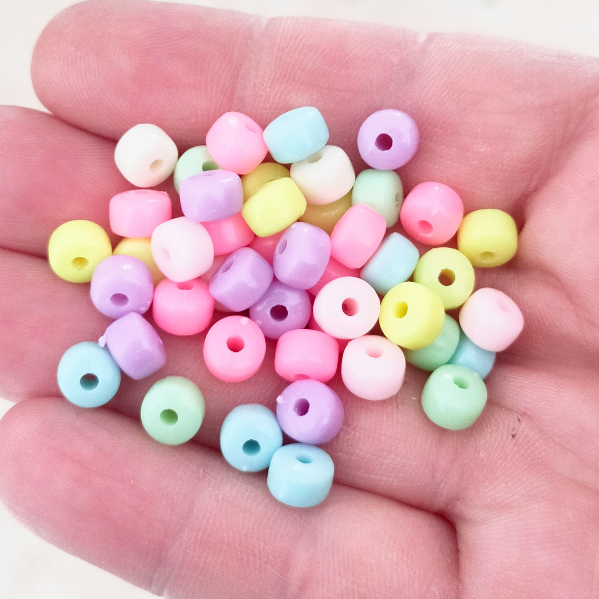 Pb-08 Soft Karışık Renk Rondel Plastik Boncuk 6.5 mm