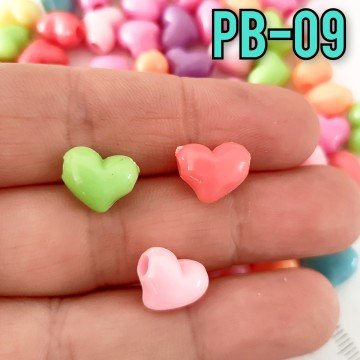 Pb-09 Canlı Renk Kalp Plastik Boncuk 11*9 mm