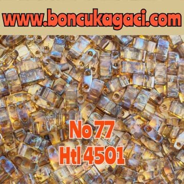 No:77 Miyuki Half-Tila , Half Tila Boncuk HTL 4501 Şeffaf Picasso Safran Rengi 5 gr