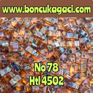 No:78 Miyuki Half-Tila , Half Tila Boncuk HTL 4502 Şeffaf Picasso Koyu Amber Rengi 5 gr