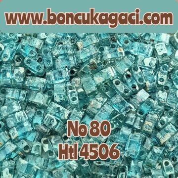 No:80 Miyuki Half-Tila , Half Tila Boncuk HTL 4506 Şeffaf Picasso Turkuaz Renk 5 gr