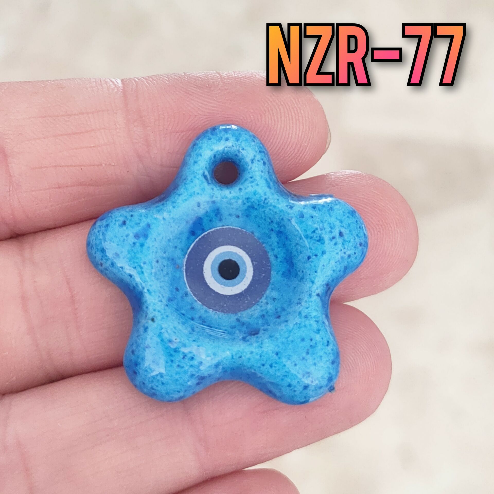 NZR-77 Gözlü Yıldız Büyük Boy Süryani Nazar Boncuğu 35 mm
