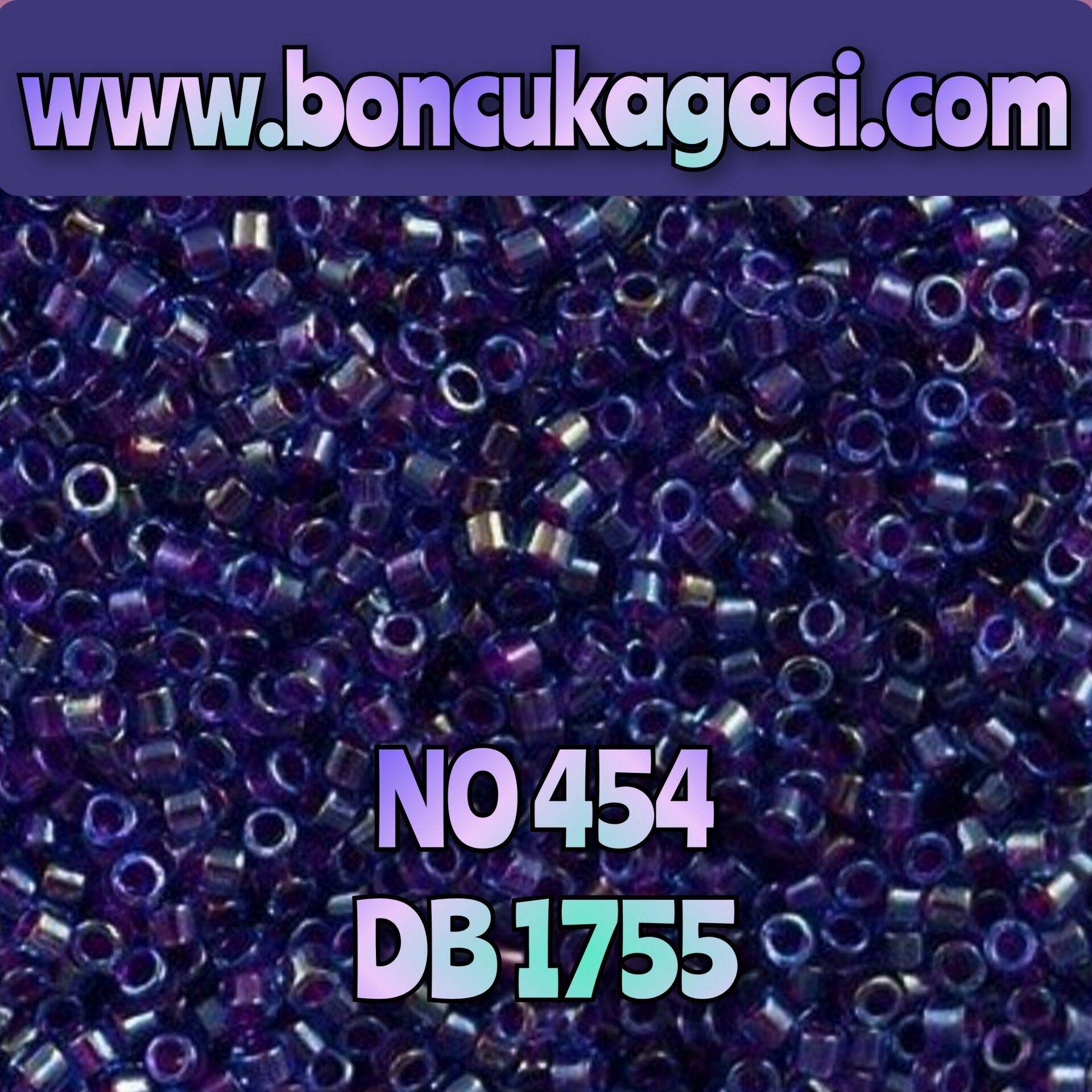 NO:454 Miyuki Delica , Miyuki Boncuk 11/0 DB 1755 İçi boyalı yanar döner mor