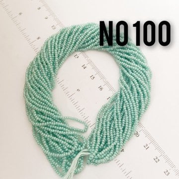 No: 100 Sedefli Açık Yeşil Dizi Kum Boncuk 11/0
