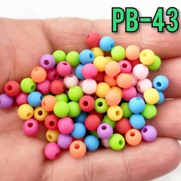 Pb-43 A Kalite Karışık Renk Opak-Mat Plastik Boncuk 6 mm
