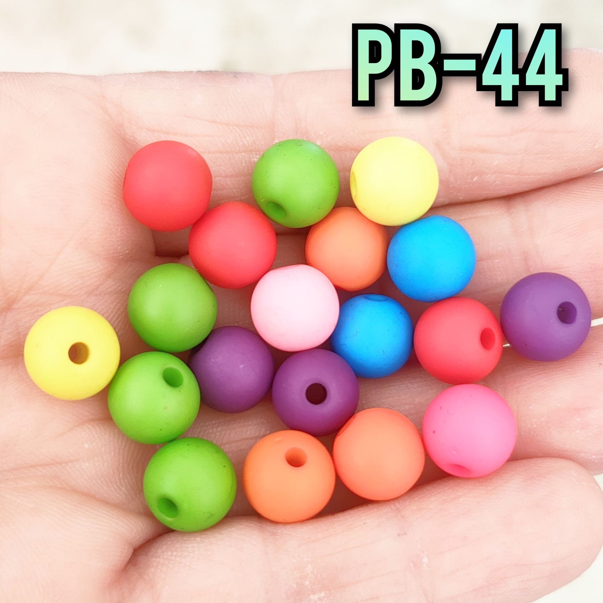 Pb-44 A Kalite Canlı Karışık Renk Mat Plastik Boncuk 10 mm