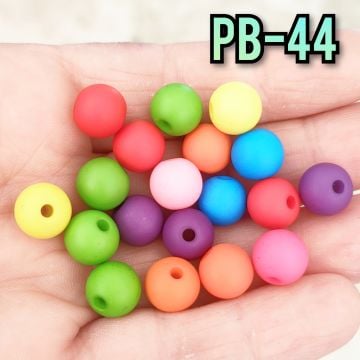 Pb-44 A Kalite Canlı Karışık Renk Mat Plastik Boncuk 10 mm