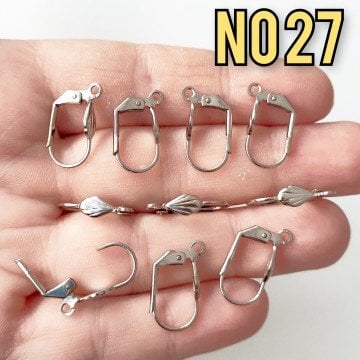 No : 27 Gümüş Renk Pirinç Küpe Klipsi