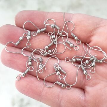 No : 44 Gümüş Renk Demir Küpe Kancası