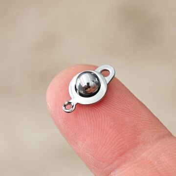ÇLA-102 A Kalite Gümüş Renk 316L Çelik Çıt Çıt Klips 8 mm
