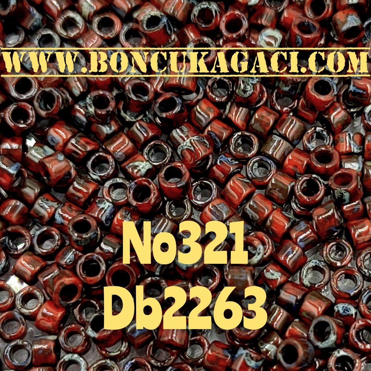 NO:321 Miyuki Delica , Miyuki Boncuk 11/0 DB2263 kırmızı Picasso