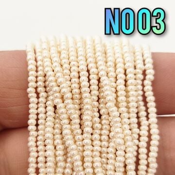 No: 003 Parlak Açık Krem Preciosa Dizi Kum Boncuk 11/0