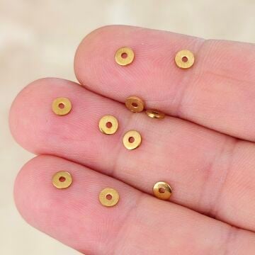 ÇLB-30 A Kalite Kaplama Altın Renk 316L Çelik Pul Ara Boncuk 4 mm (10 adet)