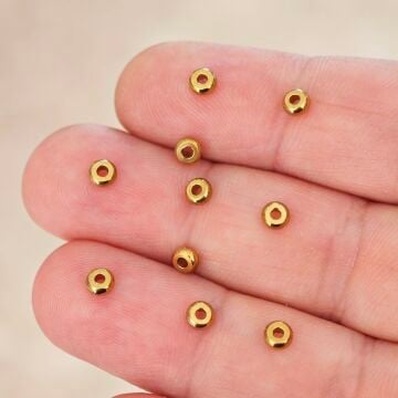 ÇLB-32 A Kalite Kaplama Altın Renk 316L Çelik Yassı Ara Boncuk 4*2 mm (10 adet)