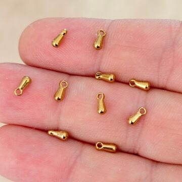 ÇLS-019 A Kalite Kaplama Altın Renk 316L Cerrahi Çelik 6 mm Damla Sallantı 10 adet
