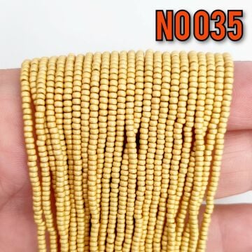 No: 035 Fırınlanmış Açık Mat Altın Preciosa Dizi Kum Boncuk 11/0