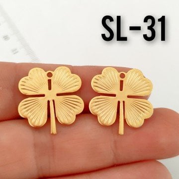 SL-31 24 Ayar Mat Altın Kaplama Yonca Sallantı