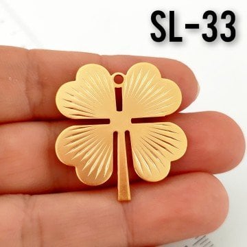 SL-33 24 Ayar Mat Altın Kaplama Yonca Sallantı