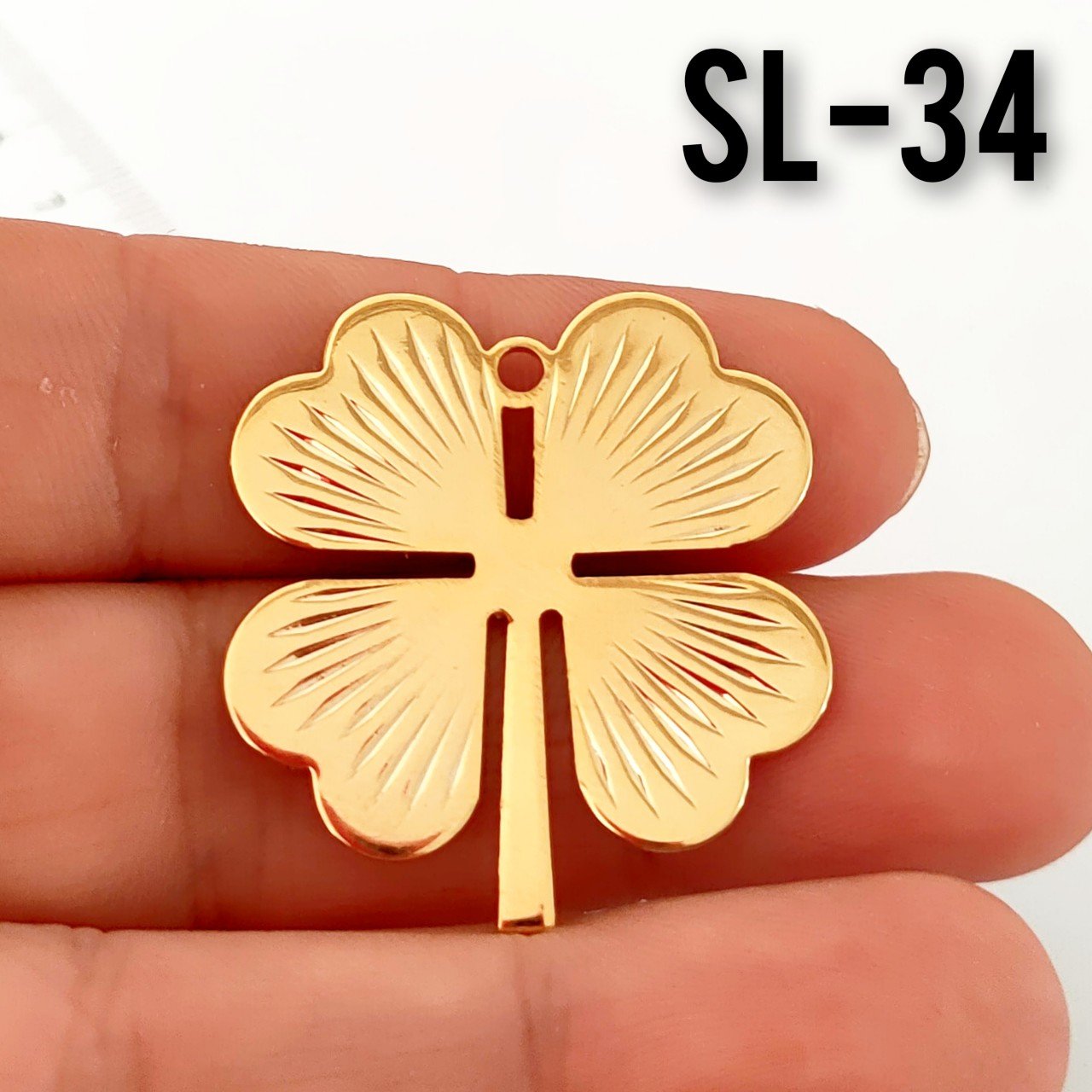 SL-34 24 Ayar Altın Kaplama Yonca Sallantı