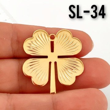 SL-34 24 Ayar Altın Kaplama Yonca Sallantı