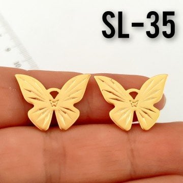 SL-35 24 Ayar Mat Altın Kaplama Kelebek Sallantı