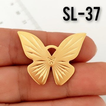 SL-37 24 Ayar Mat Altın Kaplama Kelebek Sallantı